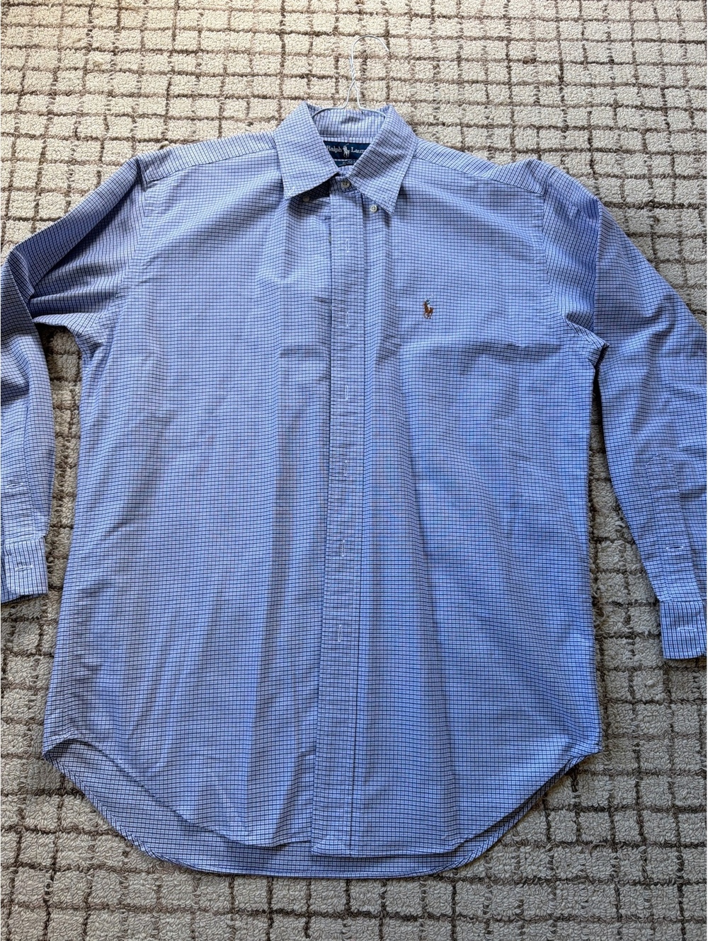 Vintage Men’s Ralph Lauren Plaid Blue Button Up Academia Preppy 90s Streetwear S
